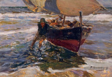 Beaching the Boat étudie Joaquin Sorolla Peinture à l'huile